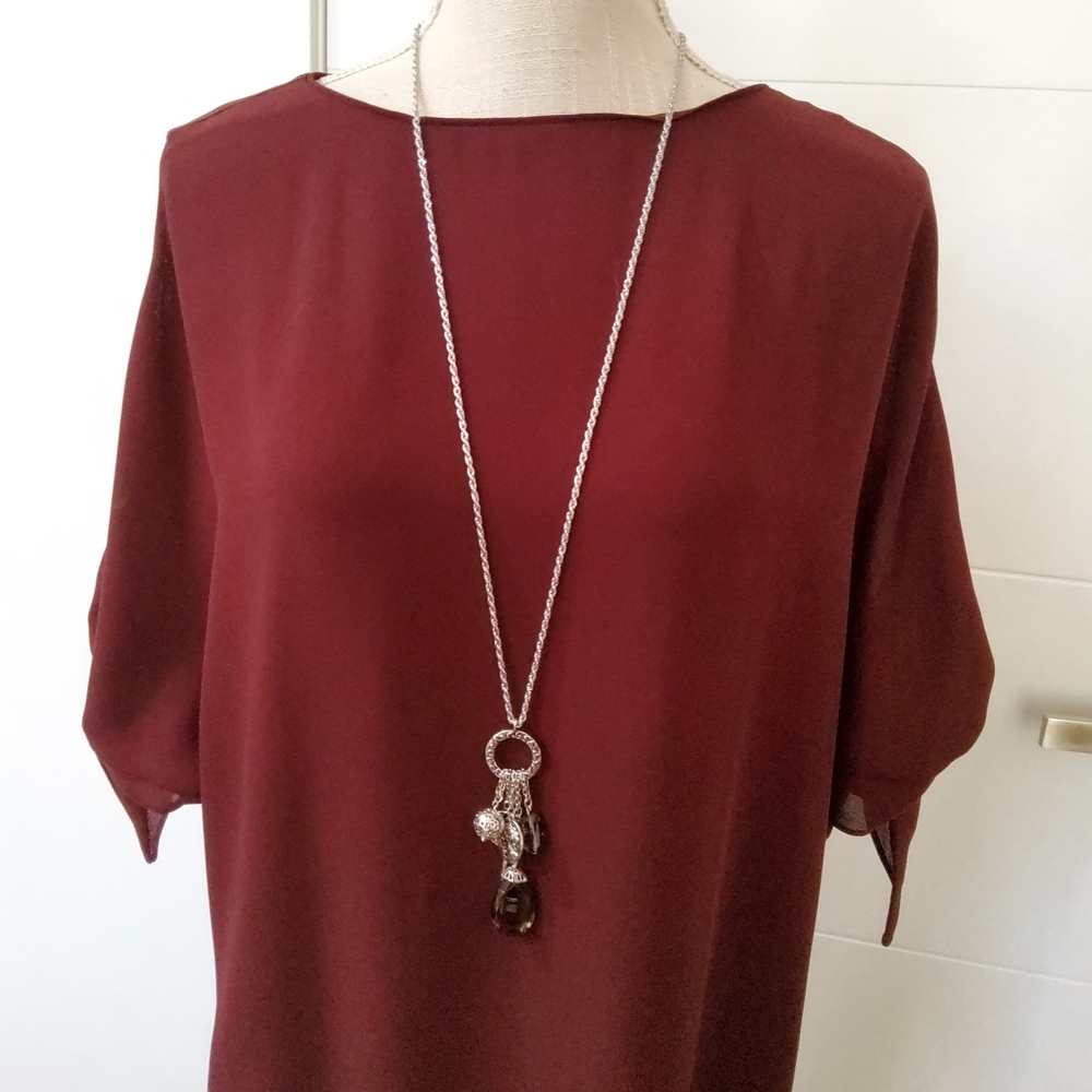 Lia Sophia Silver Necklace with Glass Pendant